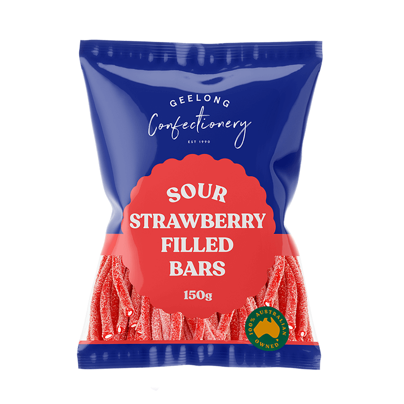 Sour Strawberry Filled Bars 150g