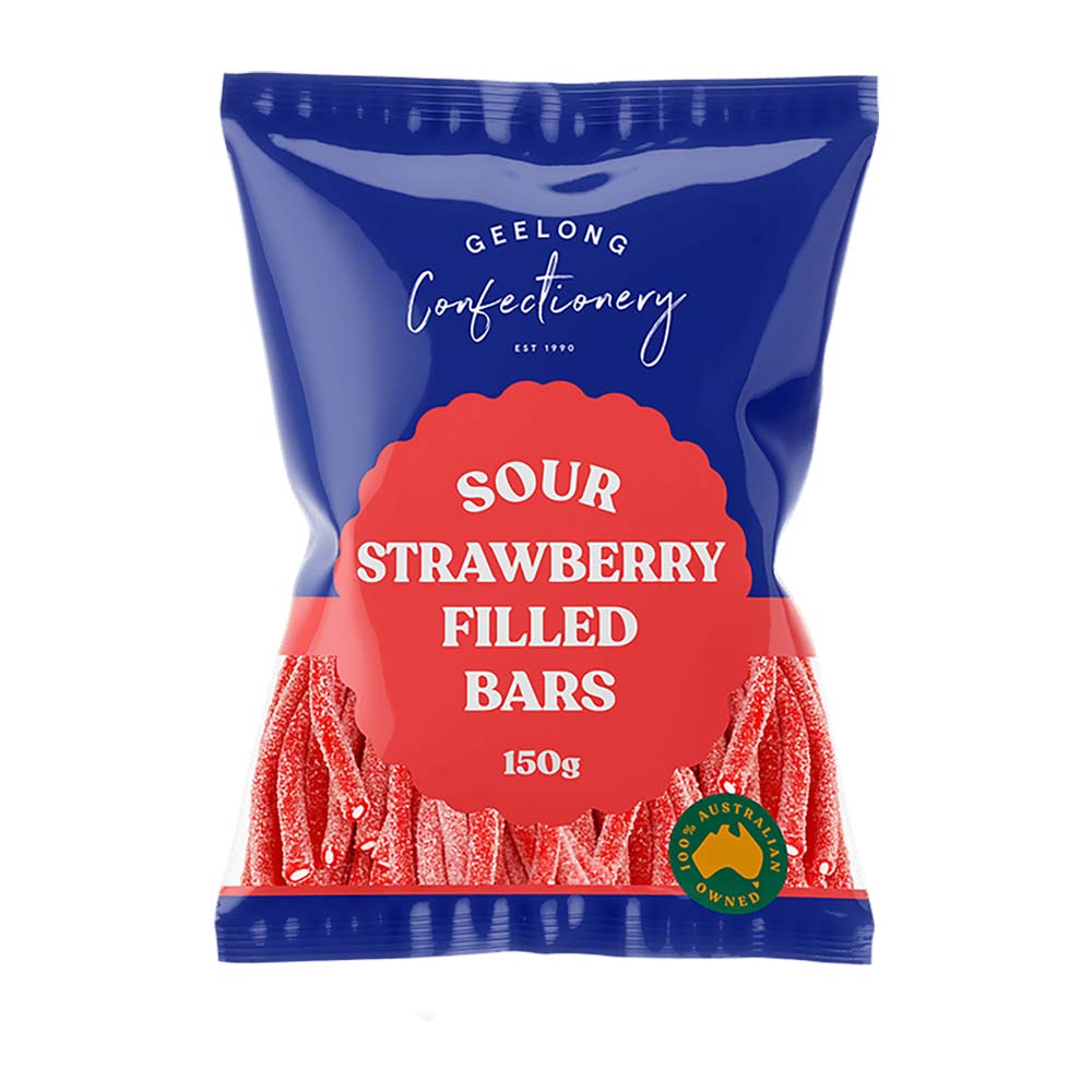 Sour Strawberry Filled Bars 150g x 12