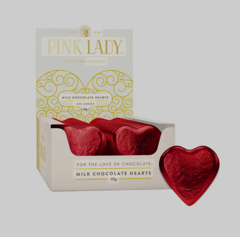 Milk Chocolate Hearts Red – Pink Lady 30g x 40pcs